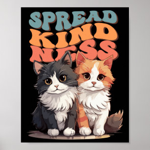 Affiche Spread Kindness - Adorable Chat Duo Design Sticker