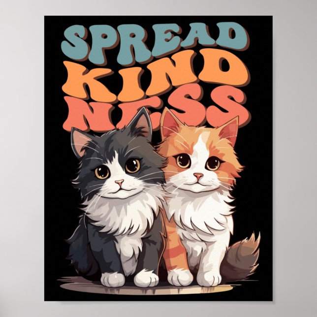 Affiche Spread Kindness - Adorable Chat Duo Design Sticker (Devant)
