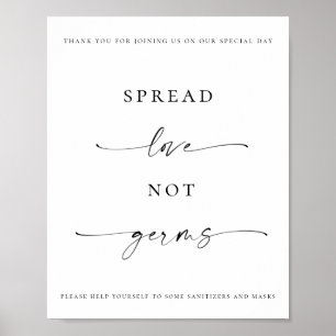 Affiche Spread Love Not Germs Sanitizer Station Mariage