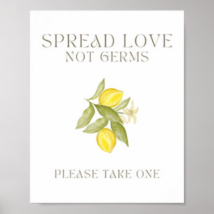Affiche Spread Love Not Germs Signe Sanitizer à la main