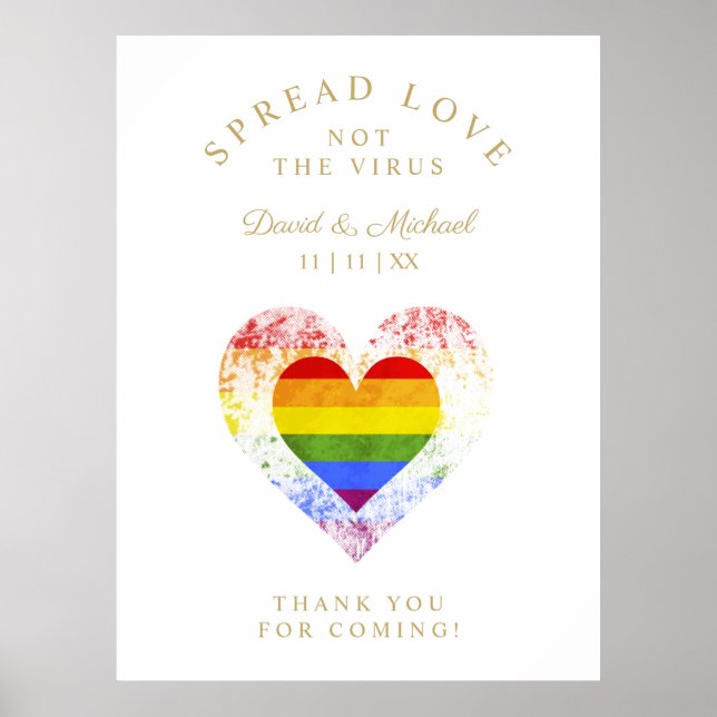 Affiche Spread Love Pride Rainbow Heart LGBT Mariage (Devant)