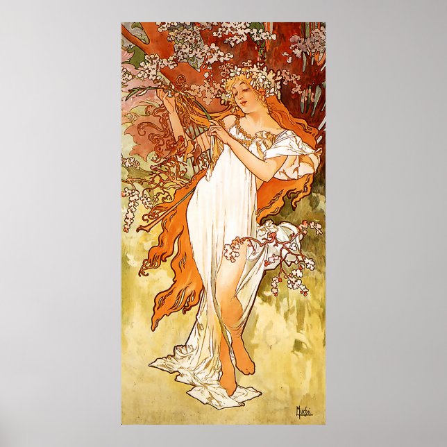 Affiche Spring Alfons Mucha Art Nouveau (Devant)