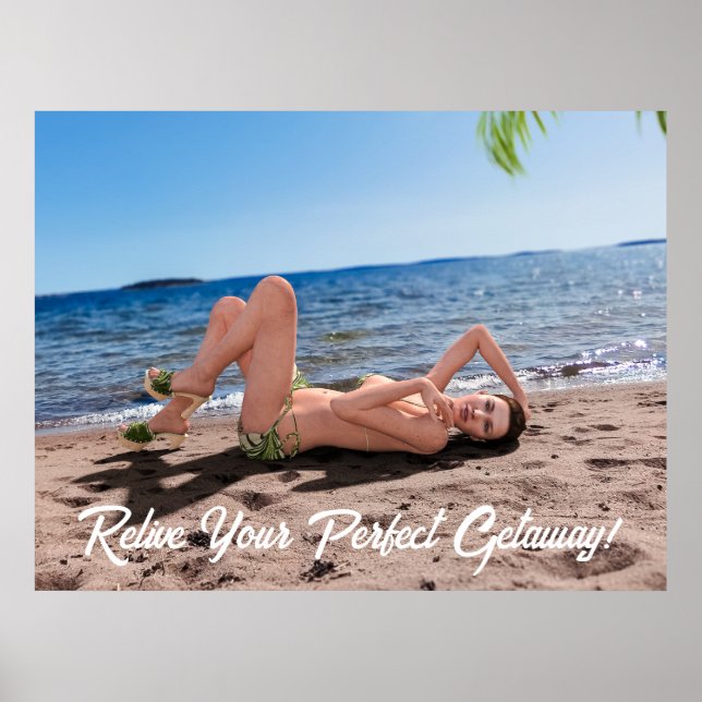 Affiche Spring Break Girl Lying on Sandy Beach (Devant)