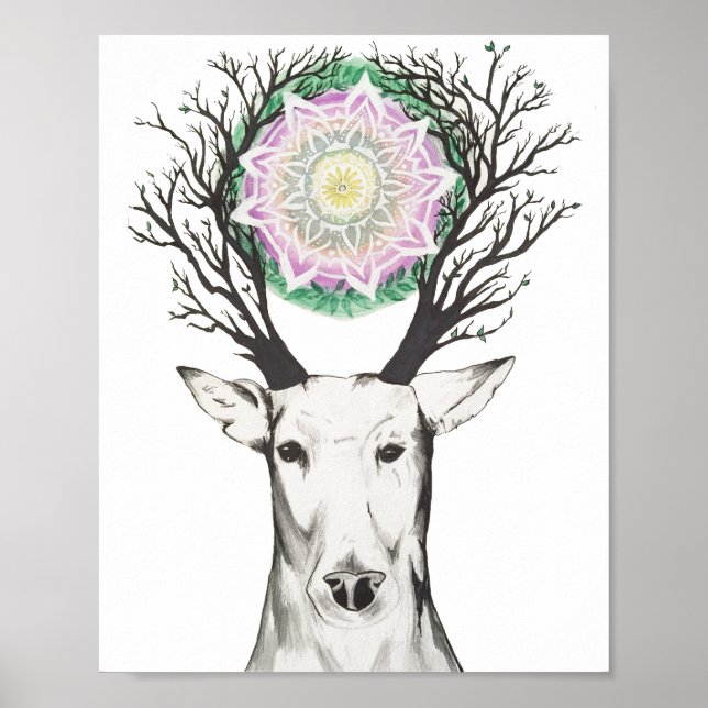 Affiche Spring Deer Mandala 8x10 Imprimer (Devant)