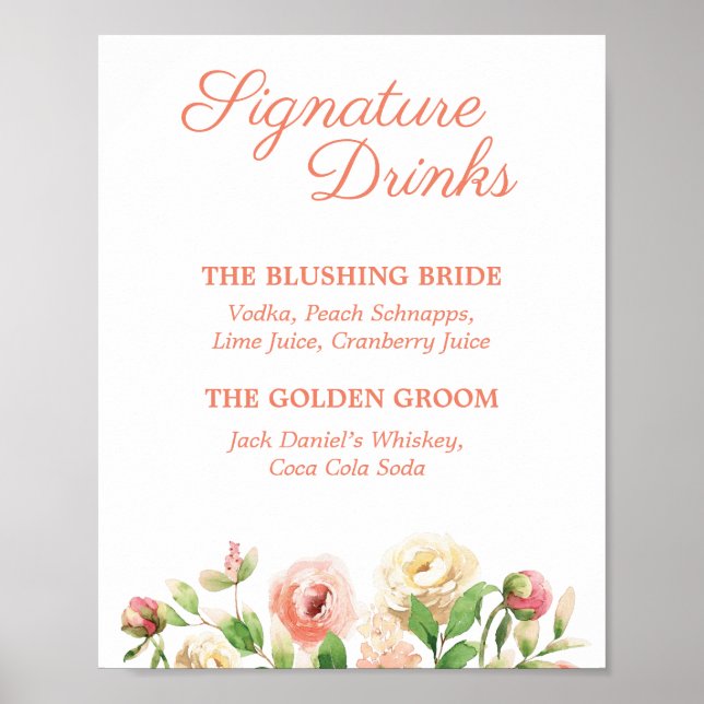 Affiche Spring Elegance Signature Drinks Sign (Devant)