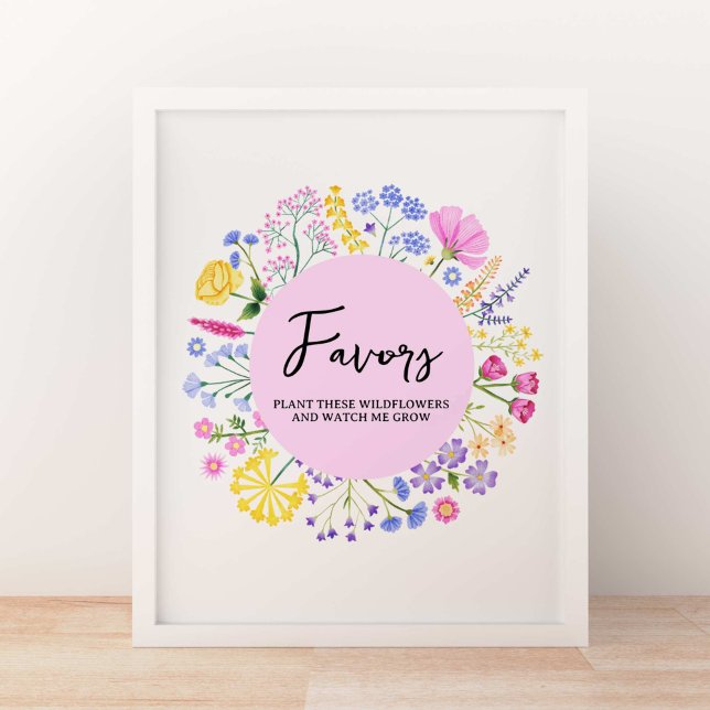 Affiche Spring Fleur sauvage Garden Party Anniversaire Ped (Spring Wildflowers Garden Party Birthday Pedestal Poster)