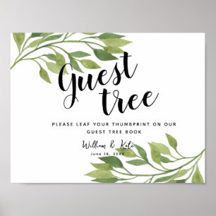 Affiche spring greenery wedding guestbook Tree SIGN