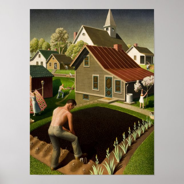 Affiche Spring in Town, 1941 by Grant Wood (Devant)