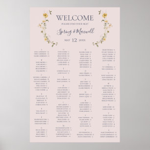 Affiche Spring Wildflower Blush Alphabetical Seating Chart