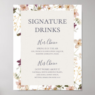 Affiche Spring Wildflower   White Signature Drinks Sign