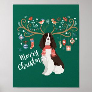 Affiche Springer anglais espagnol renne de Noël chien