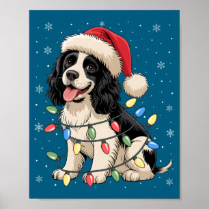 Affiche Springer Spaniel Anglais Chien Lumières de Sapin d