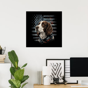 Affiche Springer Spaniel Chien Drapeau Américain
