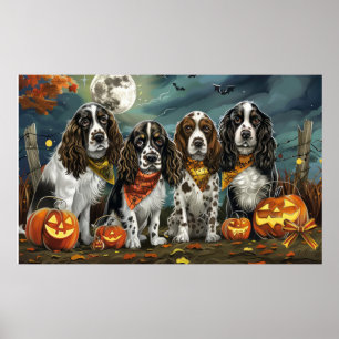 Affiche Springer Spaniel Halloween Éffrayant