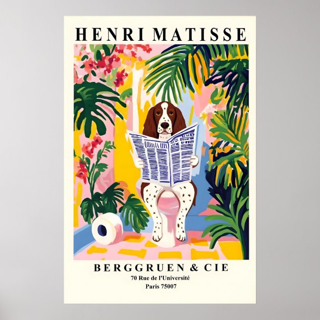Affiche Springer Spaniel On a Toilet - Funny Matisse Style (Devant)