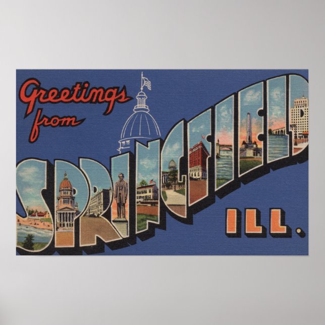 Affiche Springfield, Illinois - Scènes de grandes lettres (Devant)
