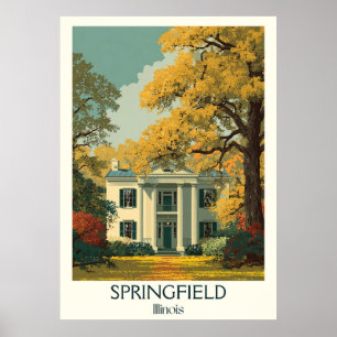 Affiche Springfield Illinois Vintage Lincoln Home Art
