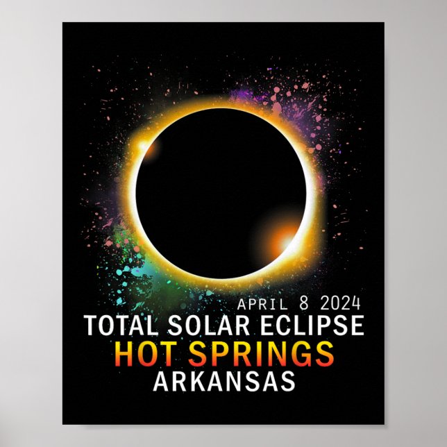 Affiche Springs Arkansas Total Éclipse Solaire 8 avril 202 (Devant)