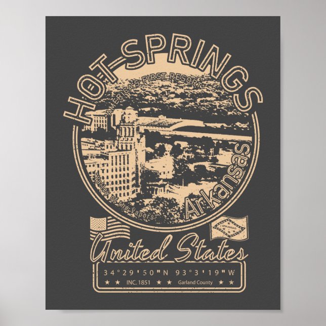 AFFICHE SPRINGS CHAUDS ARKANSAS - VILLE DES SPRINGS CHAUDS (Devant)