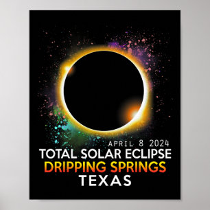 Affiche Springs Texas Totalité Total Solaire Eclipse 2024