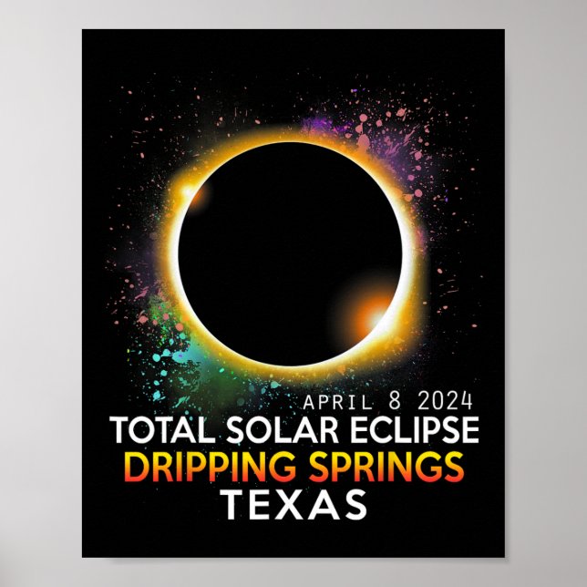 Affiche Springs Texas Totalité Total Solaire Eclipse 2024 (Devant)