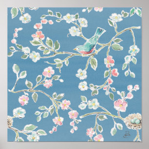 Affiche Springtime Pattern - Birds & Flowers