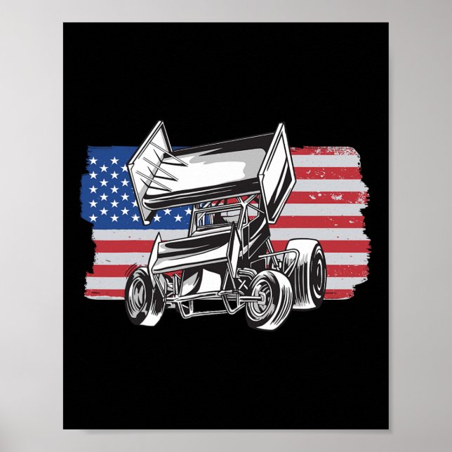 Affiche Sprint Car Racing Usa Flag  (Devant)