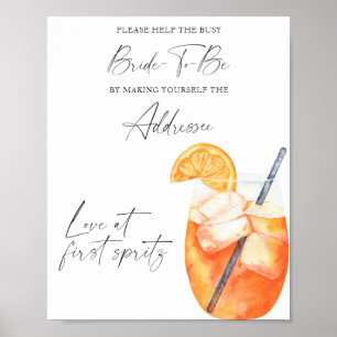 Affiche Spritz de mariage - aider la mariée occupée Adress