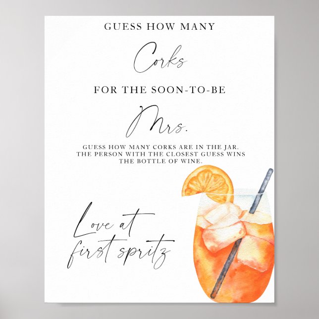Affiche Spritz Fête des mariées Devine Combien De Corks (Devant)