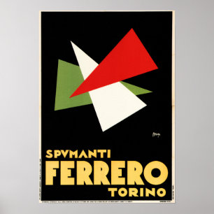 Affiche SPUMANTI FERRERO Torino Vieux Champagne Italien