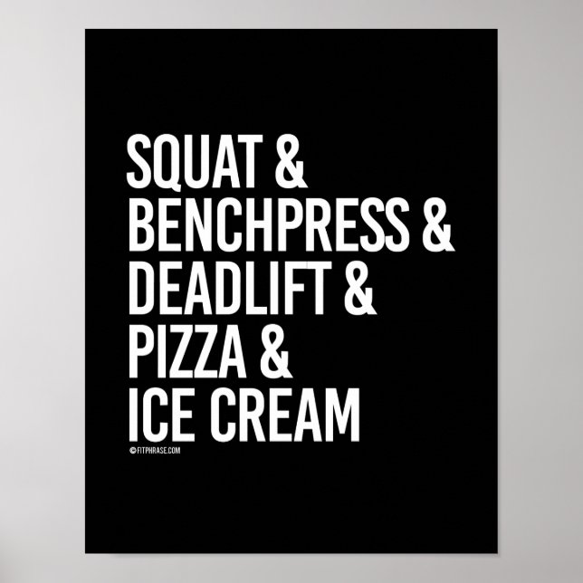 Affiche Squat et Benchpress et Deadlift et Pizza - - (Devant)