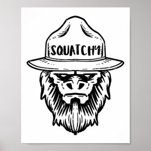 Affiche Squatchy Camping Bigfoot Sasquatch Drôle Hommes Fe