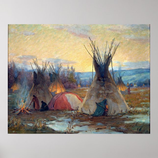 Affiche Squaws Préparer Teepee de sueur (Devant)