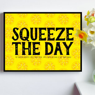Affiche Squeeze Le Jour Citrons Fruit Jaune Noir Motif