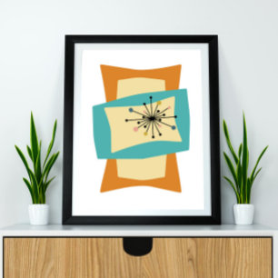 Affiche Squeeze Rectangles Mid Century Moderne Retro Poste