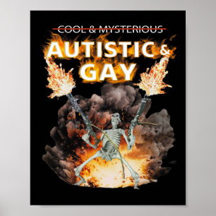 Affiche Squelette autiste et gai drôle Squelette d'autisme
