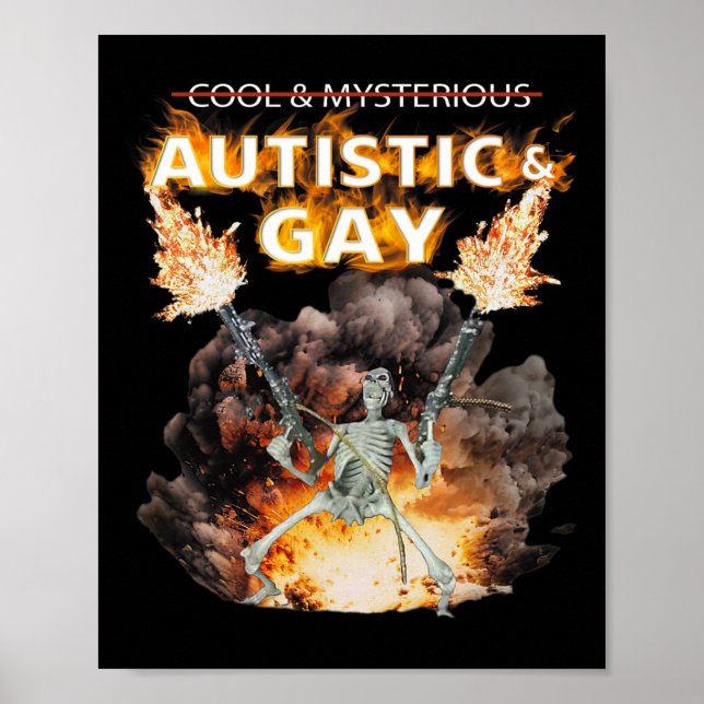 Affiche Squelette autiste et gai drôle Squelette d'autisme (Devant)