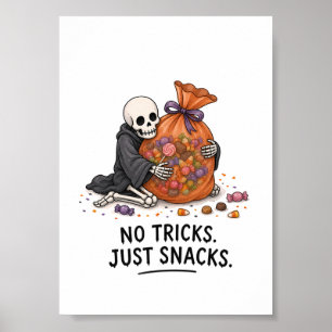 Affiche Squelette avec sac de bonbons Illustration drôle d