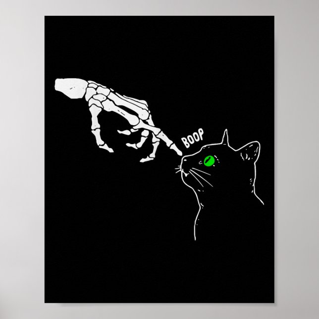 Affiche Squelette Botte À La Main Sur Un Chat Nez Drôle Ha (Devant)