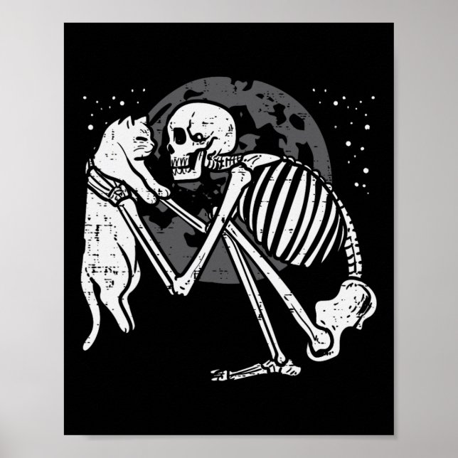 Affiche Squelette Chat Crâne Kitty Cute Goth Halloween Men (Devant)