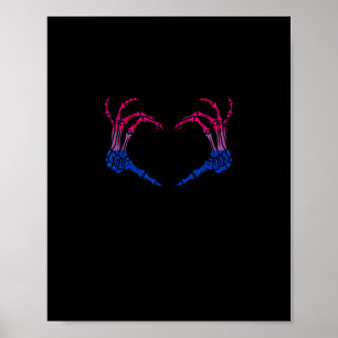 Affiche Squelette Coeur Bisexuel Lgbt-Q Pride Crâne Main