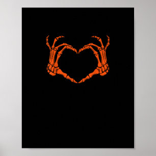Affiche Squelette Coeur main signe costume Halloween Desig