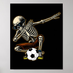 Affiche Squelette Dabbing Joueur de Football Cool Hallowee