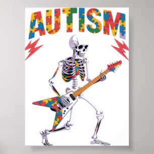 Affiche Squelette d'autisme guitare rock musique amateur d
