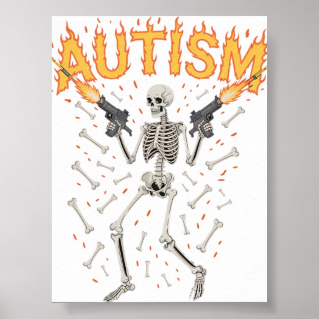 Affiche Squelette d'autisme Mème drôle et étrangement spéc (Devant)