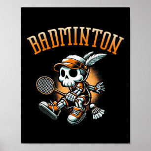 Affiche Squelette De Badminton Avec Raquette Et Navette