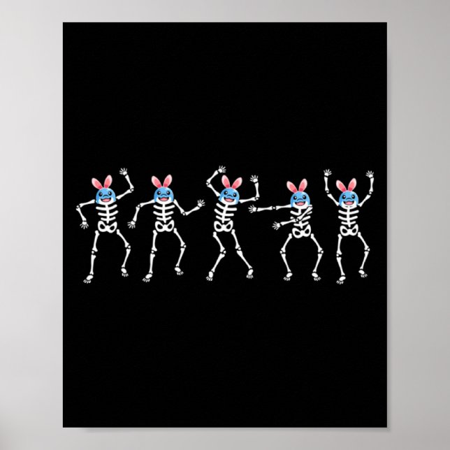 Affiche Squelette de danse de chemise Défi de danse dauphi (Devant)