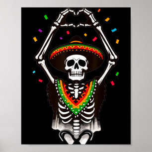 Affiche Squelette de fiesta joyeux cinco de mayo mains de