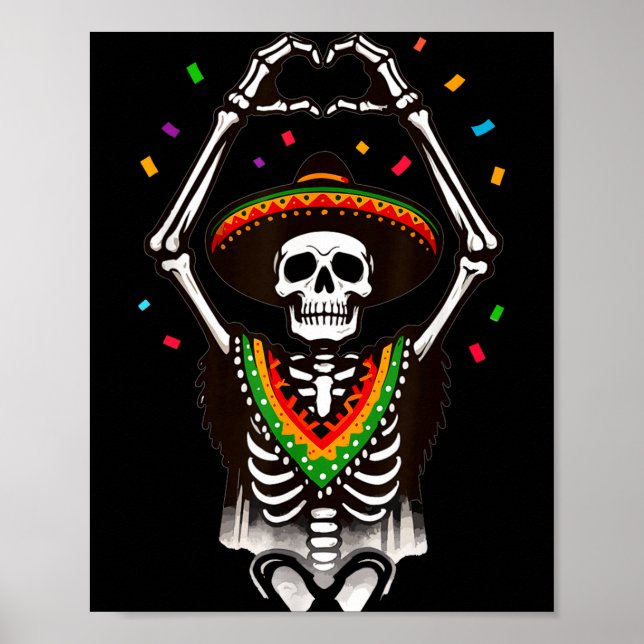 Affiche Squelette de fiesta joyeux cinco de mayo mains de  (Devant)