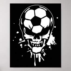 Affiche Squelette de football joueur drôle Halloween crâne